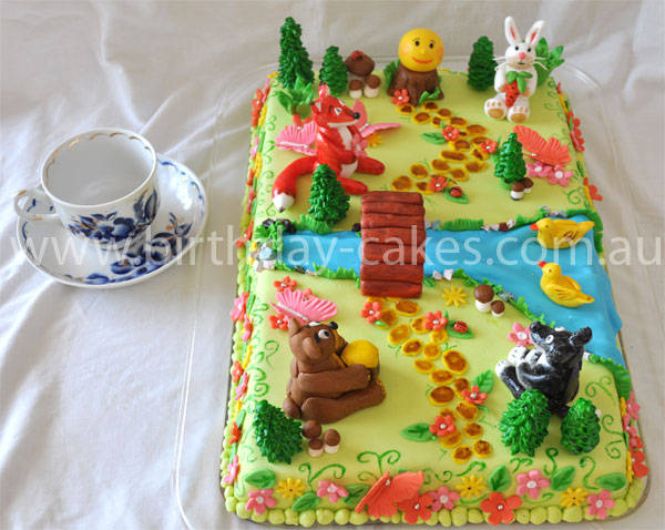 forest animals birthday cake